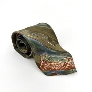 Vintage 90s Christian Dior Monsieur Abstract Watercolor Silk Tie